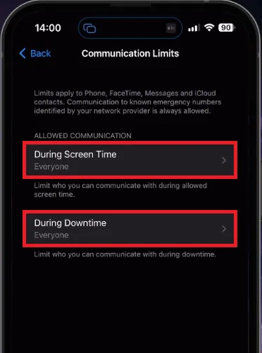 disable communication limits