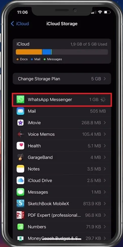 Locate and delete iCloud storage from unneeded apps