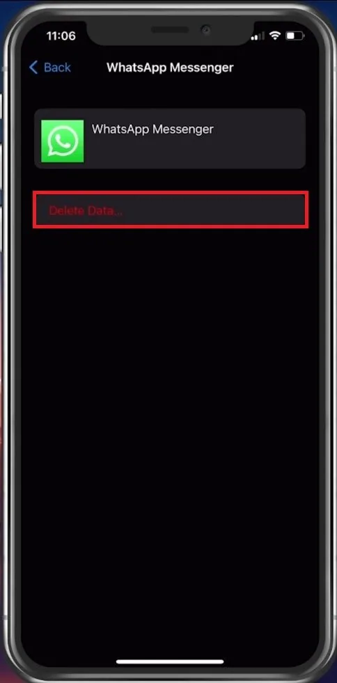 Delete Data for WhatsApp Messenger if you want