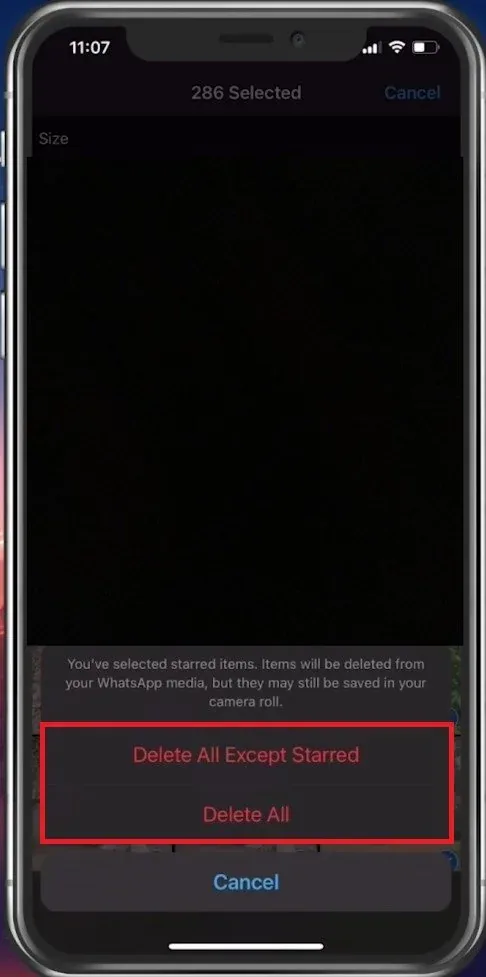 Delete unwanted and large WhatsApp files