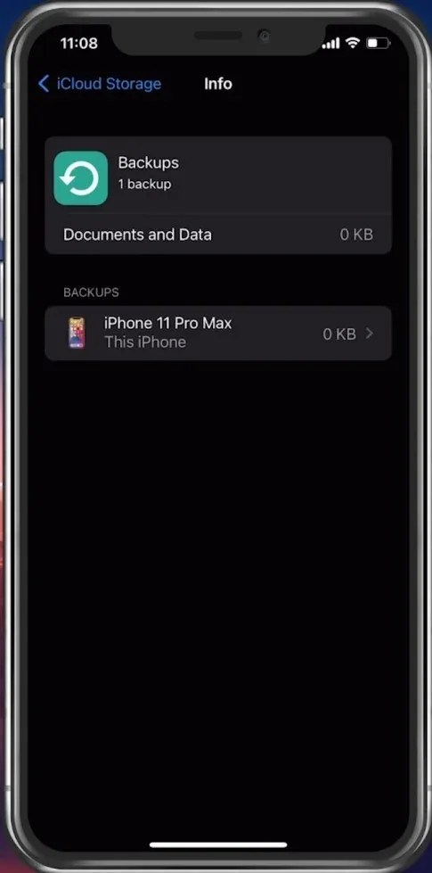 iCloud > iCloud Storage > Backups