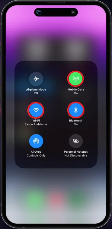 enable cellular data and bluetooth
