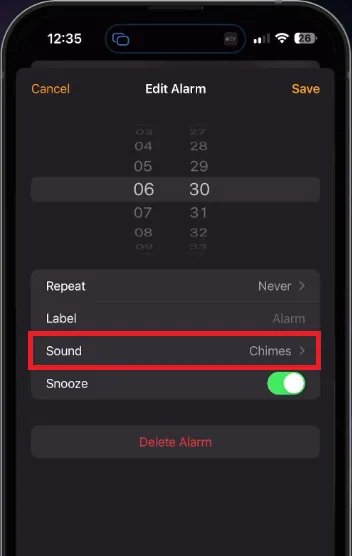 edit iphone alarm