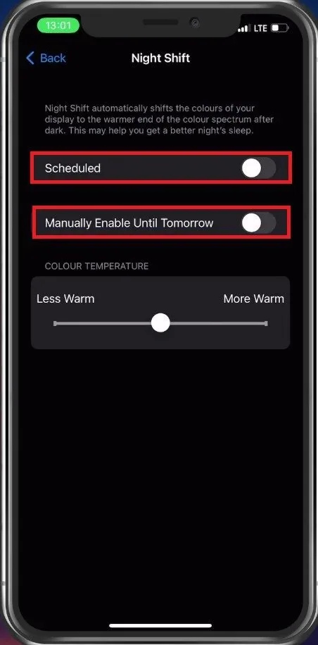Disable Night Shift when using Instagram