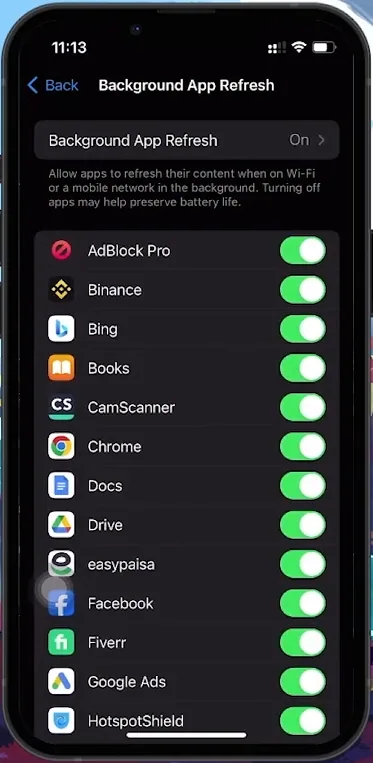 background app refresh