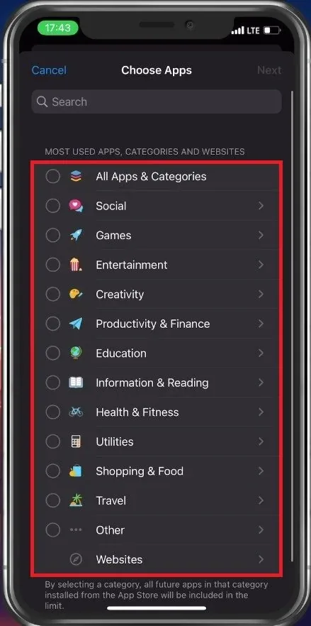 Choose an App to lock
