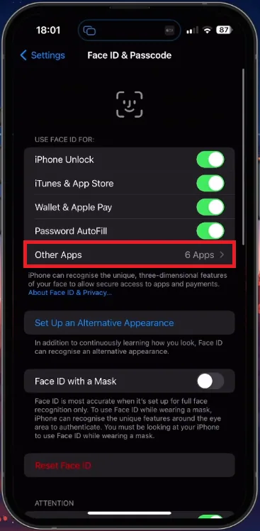 iPhone Settings > Face ID & Passcode