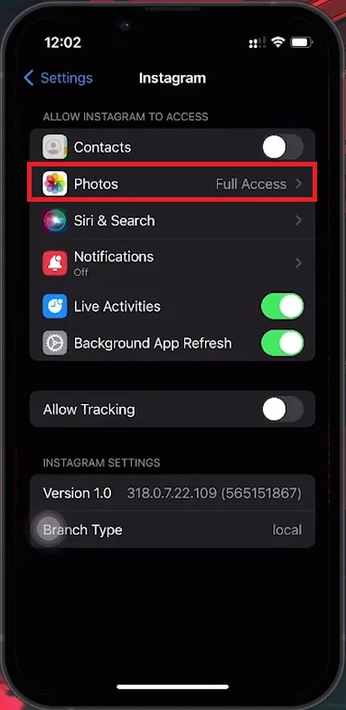 iphone photos settings