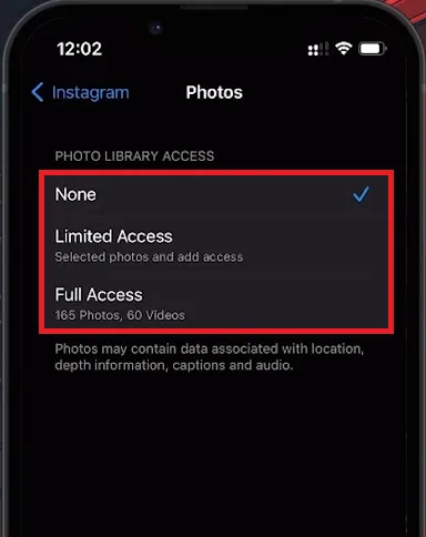 photo access settings