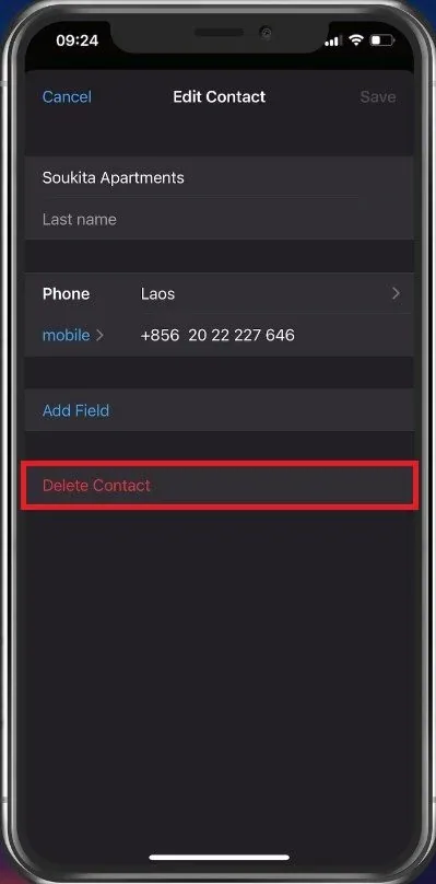 Delete individual contact