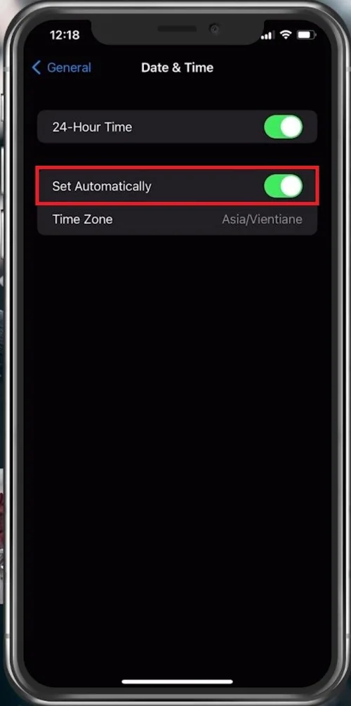 iPhone Settings > General > Date & Time