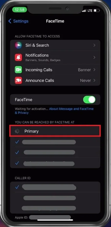 iPhone Settings > FaceTime