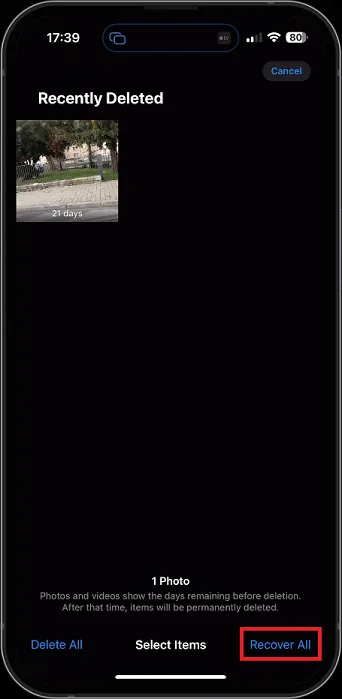 Select Photos and Videos to recover