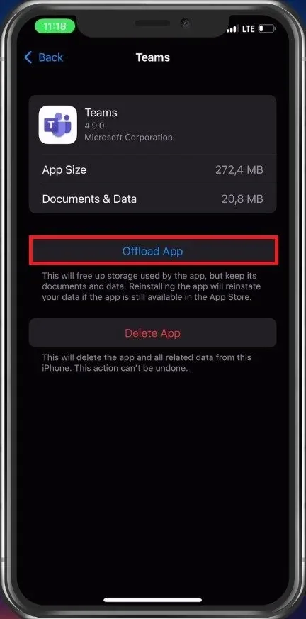 iPhone Settings > General > iPhone Storage