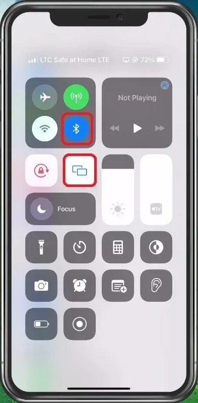 iPhone Control Centre