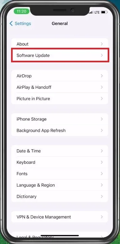 iPhone Settings > General > Software Update