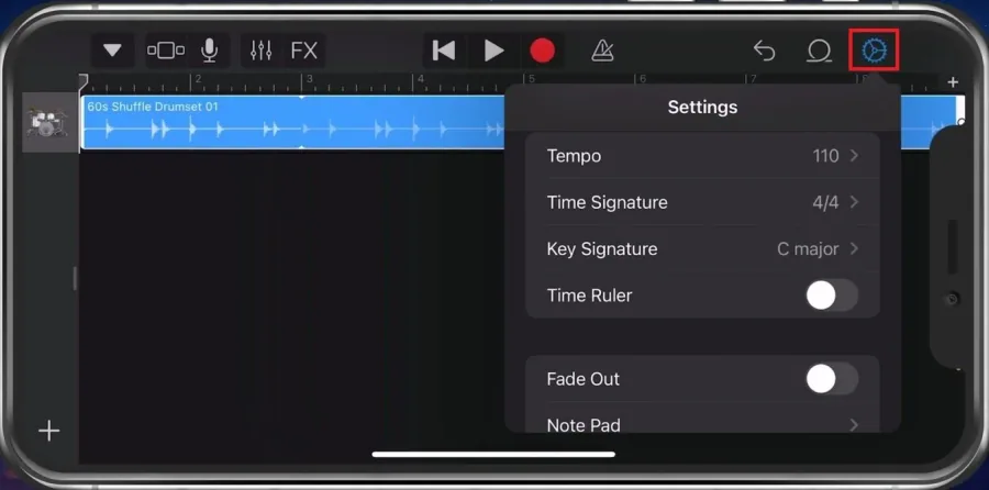 Change the tempo, time signature and other settings for your new ringtone
