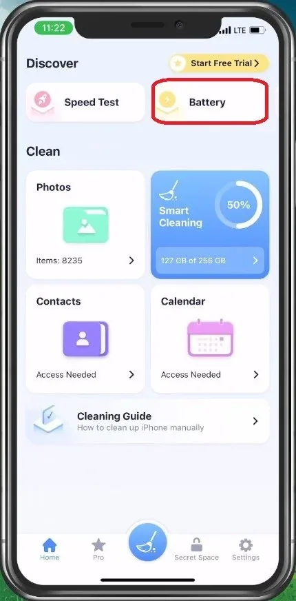 Smart Cleaner > Battery
