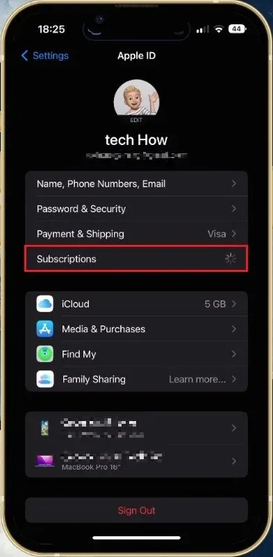 iPhone Settings > Apple ID