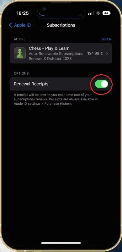 iPhone Settings > Apple ID > Disable Renewal