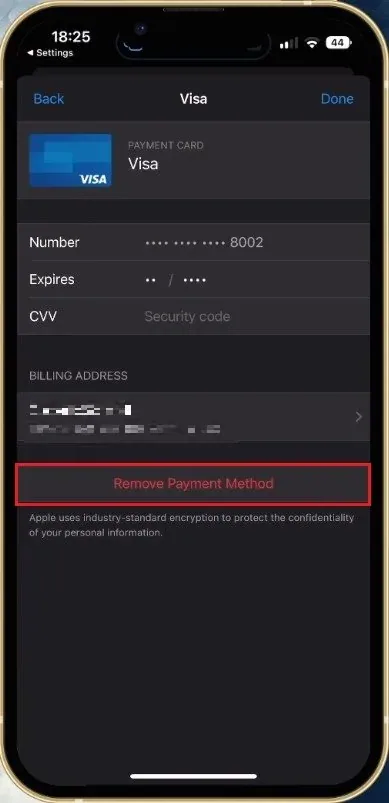 iPhone Settings > Apple ID > Payment & Shipping