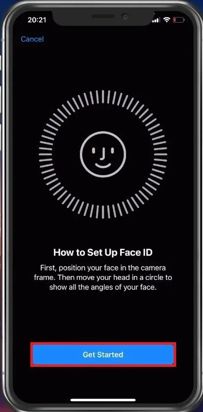 Face ID Settings > Set Up Alternative Appearance