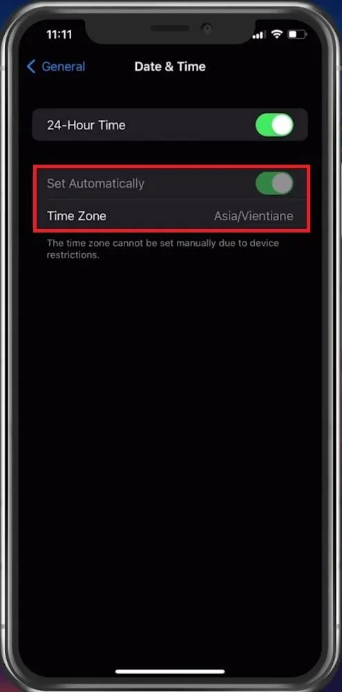 iPhone Settings > General > Date & Time