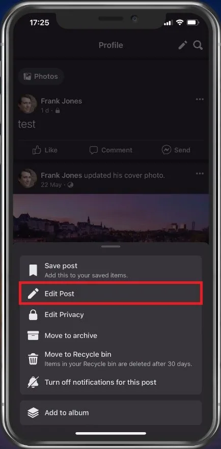 Edit Facebook Post