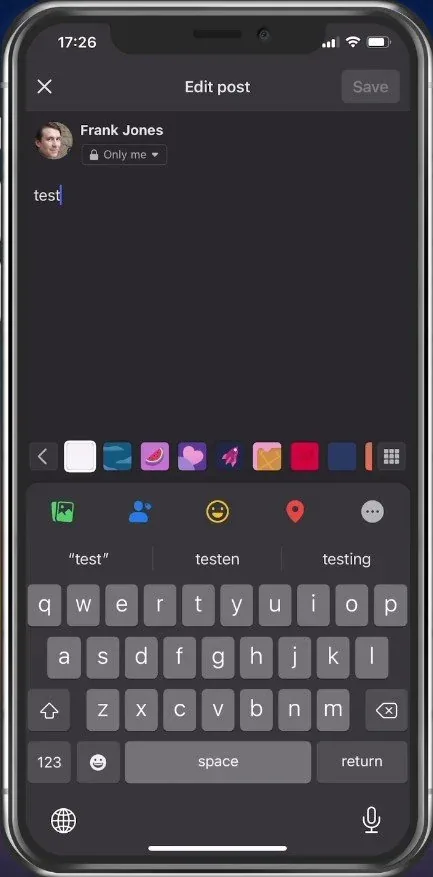 Edit and save Facebook post