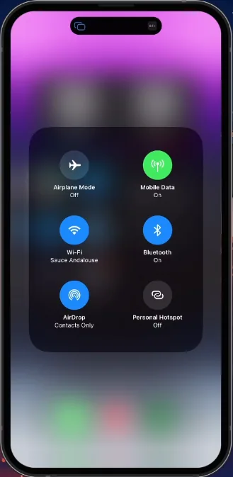 Control Centre > Toggle WiFi