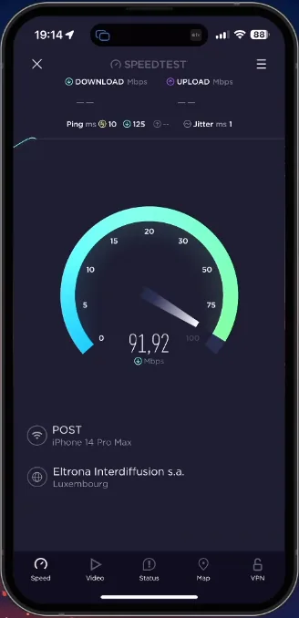 Test Average Up- & Download Speed