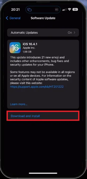 iPhone Settings > General > Software Update