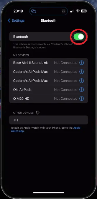 enable Bluetooth on iPhone