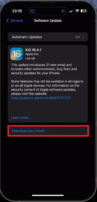 iOS software update
