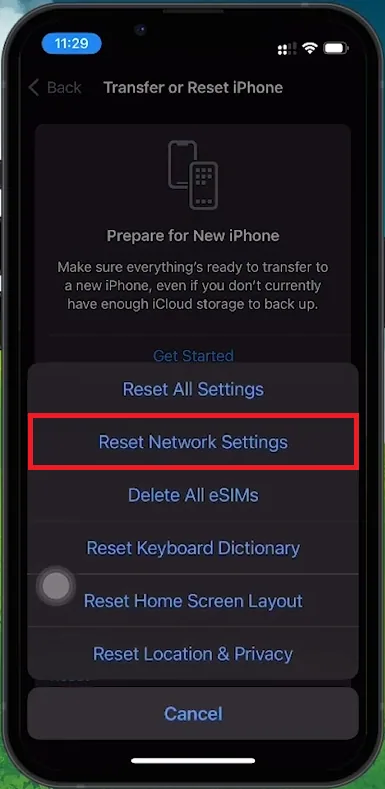 reset network settings