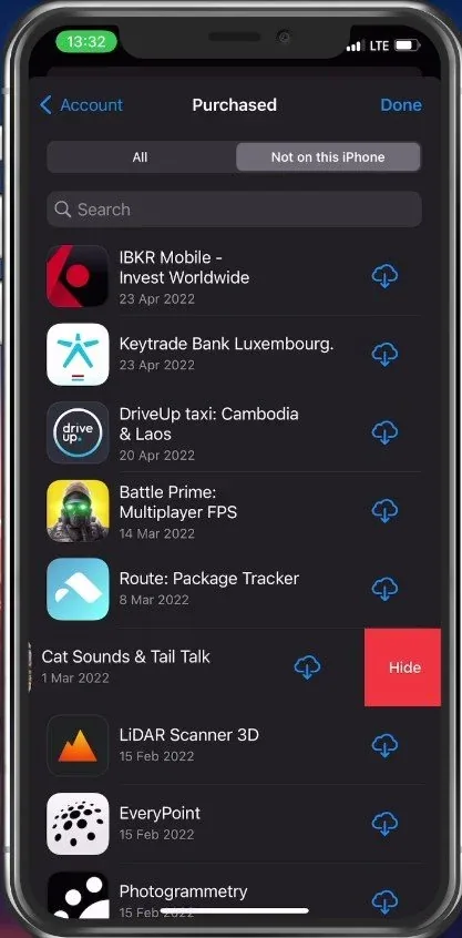 You will see a list of all free and paid downloads from the App Store