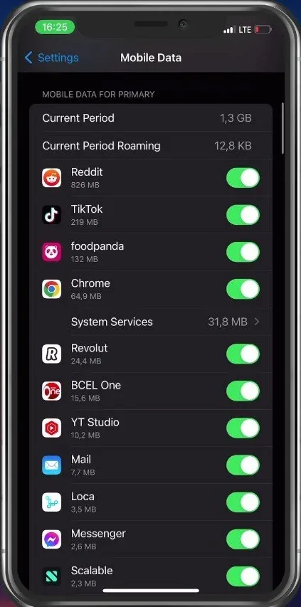 Mobile Data Settings