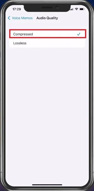 Voice Memos > Audio Quality