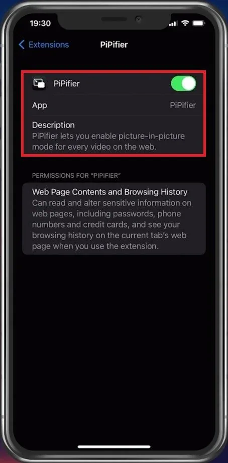 Enable the PiPifier extension