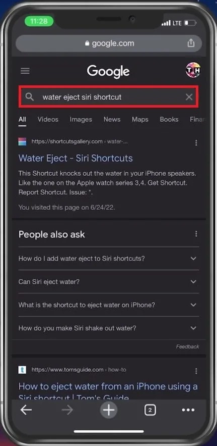 Find the Water Eject shortcut