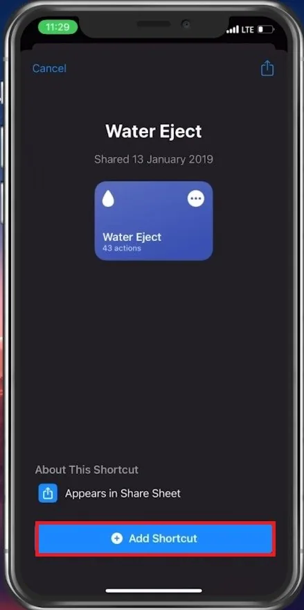 Select to add the shortcut and it will then be saved in your Shortcuts app