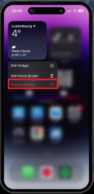 remove the weather widget