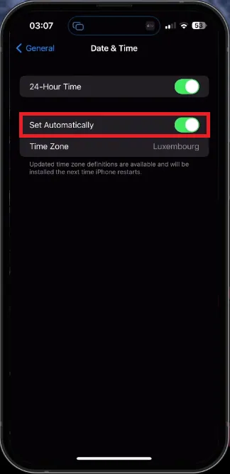 set the time and date automatically