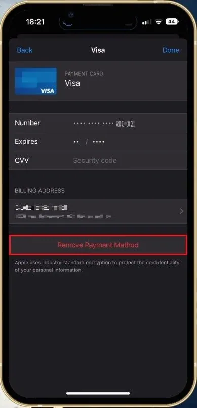Remove Payment Method