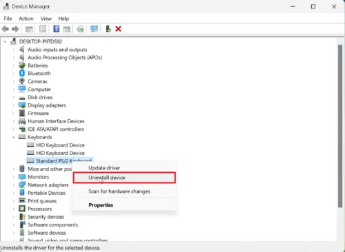 reinstall keyboard driver