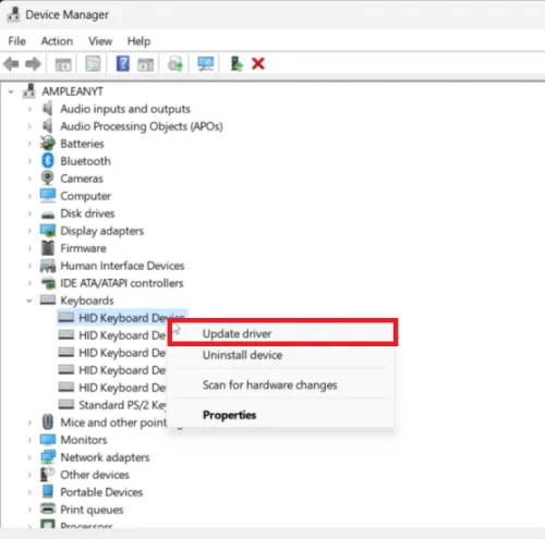 update keyboard driver