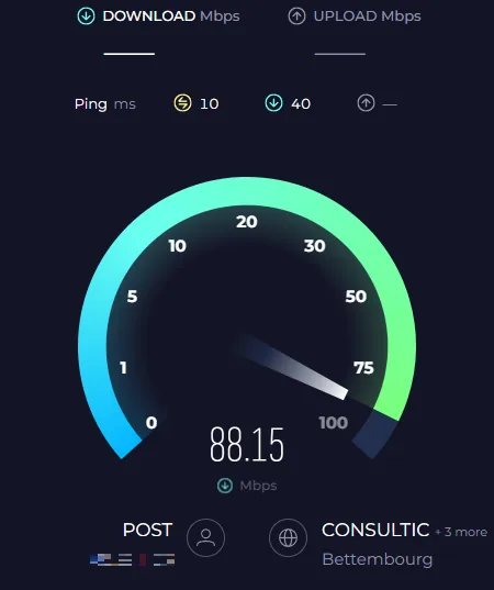 Test your average up- and download speed to the closest server