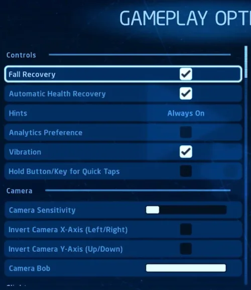 In-Game Gameplay Settings