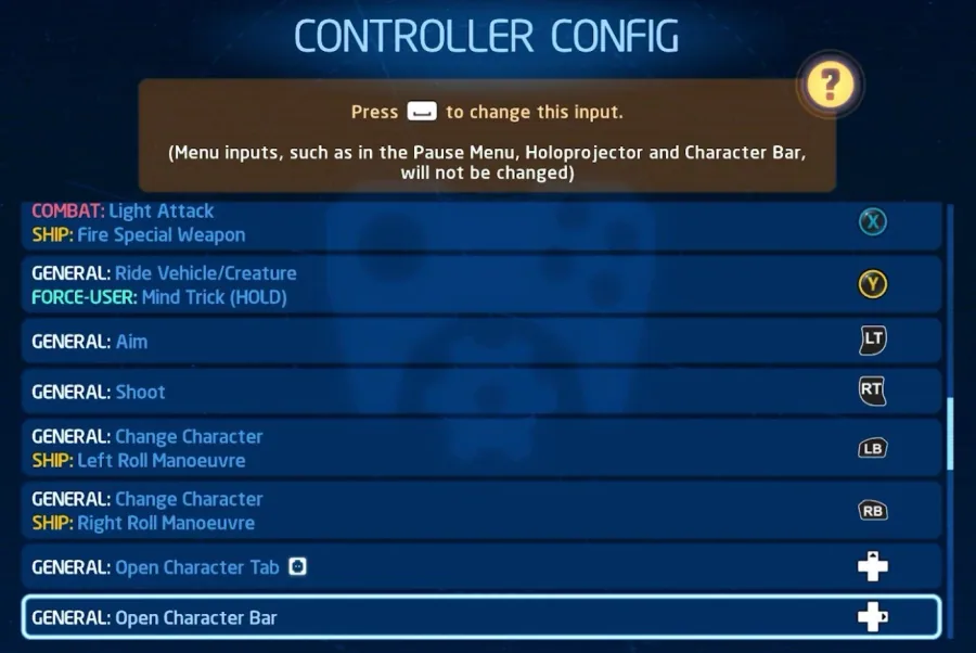 In-Game Settings > Controller Config