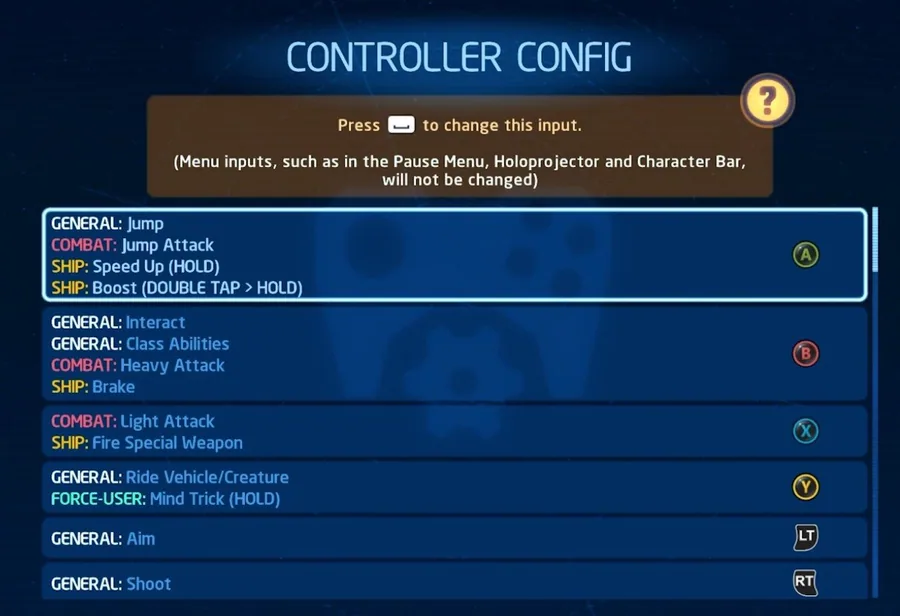 Controller Configuration Settings in LEGO Star Wars: The Skywalker Saga